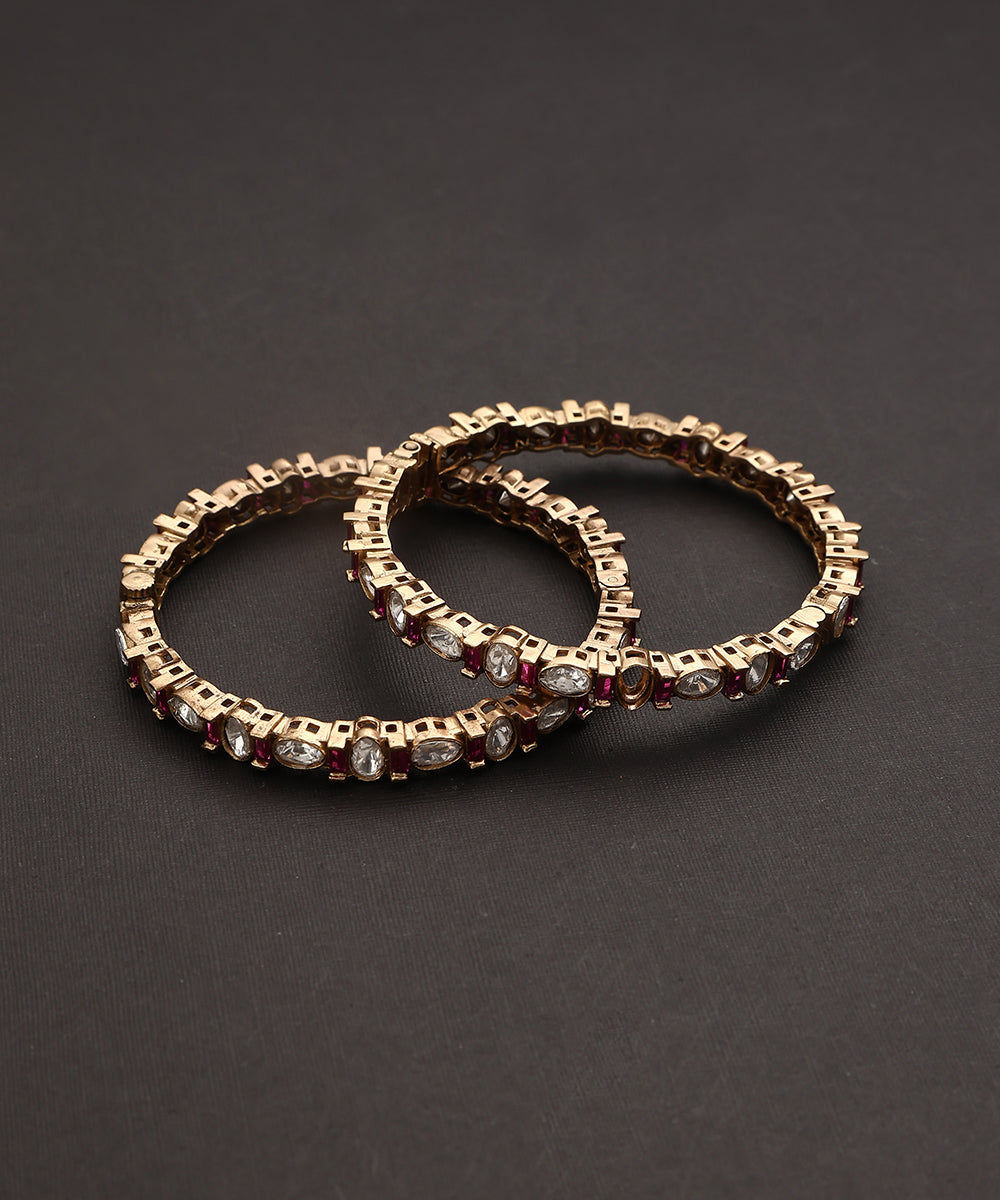 Prahor_Handcrafted_Pure_Silver_Bangles_With_Kundan_And_Ruby_WeaverStory_02