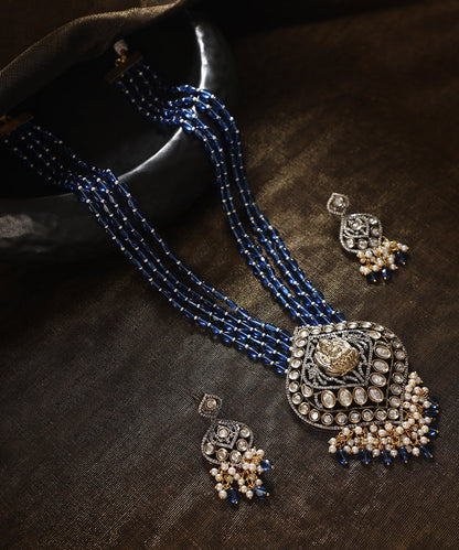Akshar_Handcrafted_Long_Necklace_Set_In_Blue_Beads_WeaverStory_01