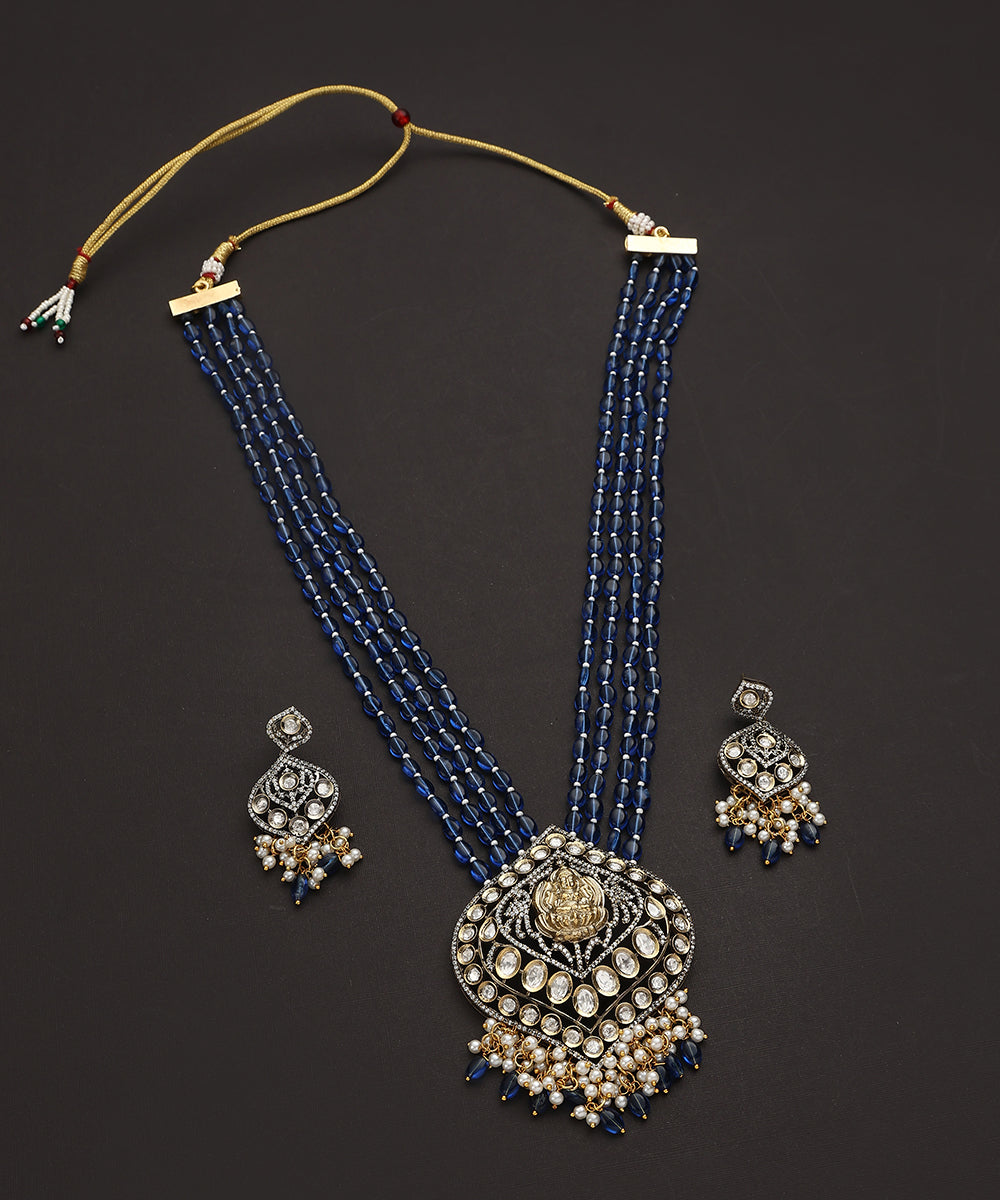 Akshar_Handcrafted_Long_Necklace_Set_In_Blue_Beads_WeaverStory_02