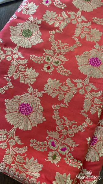 Pink_orange_dual_tone_Katan_silk_Meenakari_jangla_WeaverStory_02