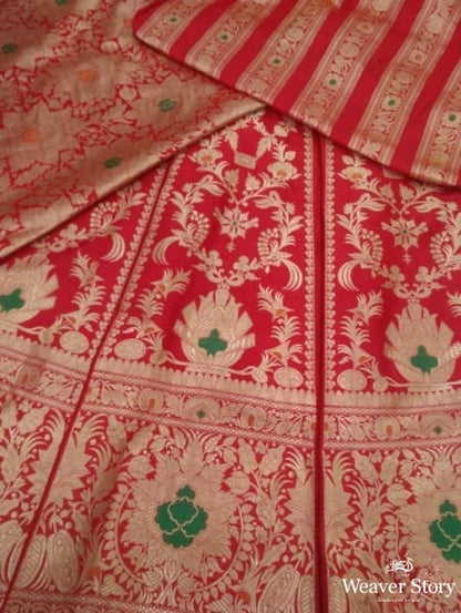 Red_Handloom_Kadhwa_Katan_Silk_Banarasi_Lehenga_with_Meenakari_WeaverStory_01