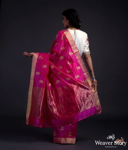 Hot_Pink_chanderi_silk_saree_with_gold_zari_floral_motifs_WeaverStory_03