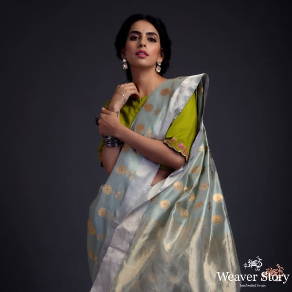 Duck_egg_blue_chanderi_silk_saree_with_gold_zari_floral_motifs_WeaverStory_01